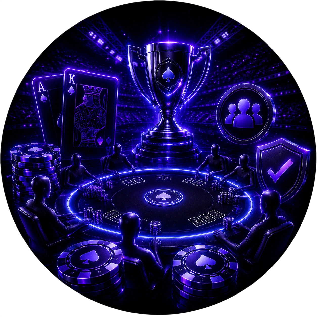 WPT Global poker table players trophy arena shield circle